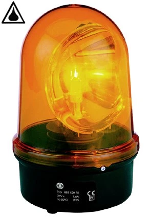 WTS - Drehspiegelleuchte, 230 V AC, Farbe gelb, mit Halogenlampe 35 W