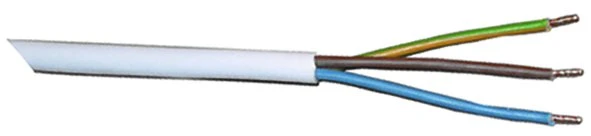 Kabel 3-adrig, 3 x 1,0 qmm, weiss, Typ H05VV-F3G1,0, 50 m Rolle