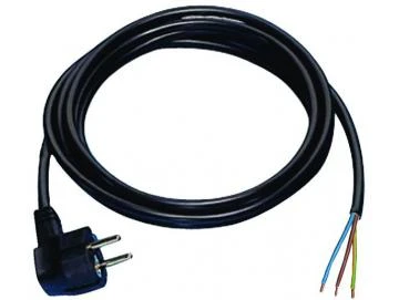 Gummikabel 3-adrig mit Schukostecker 2 m, Schwarz