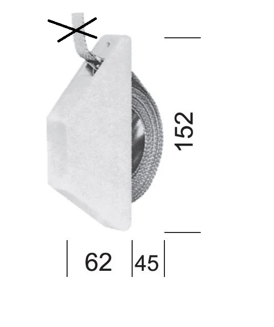 Mini-Halb-Einlassgurtwickler weiß, 5 m Gurtaufnahme, ohne Gurt, 28 mm breit mit Masse