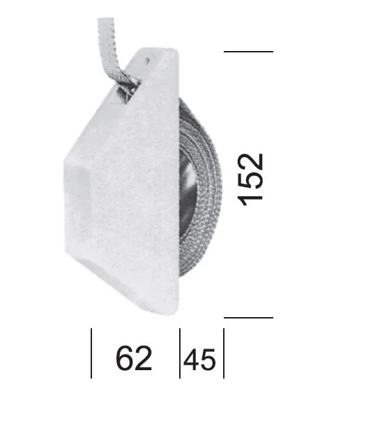 Mini-Halb-Einlassgurtwickler weiß, 5 m Gurtaufnahme, mit Gurt grau, 28 mm breit mit Masse
