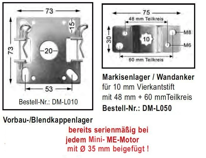 WTS - Mini-Rohrmotor Serie ME : mit elektronischer Endabschaltung