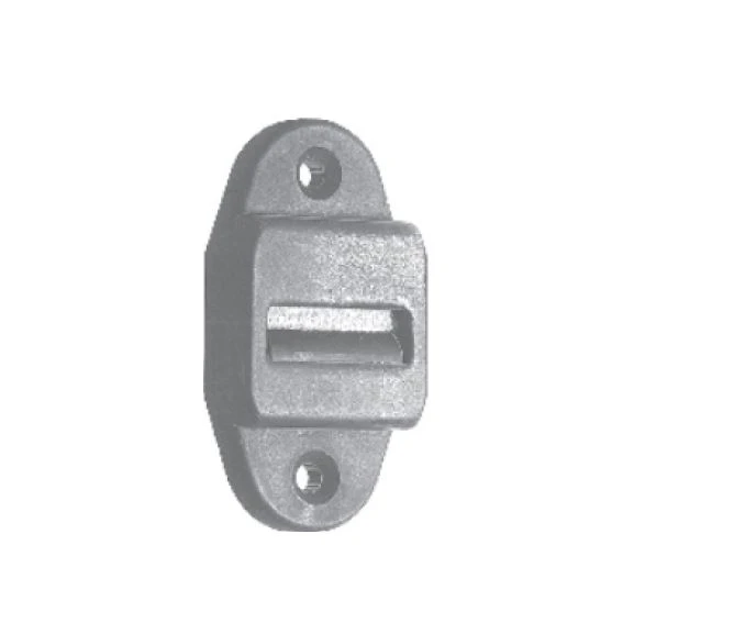 Mini-Gurtführung mit verdeckter Leitrolle und Bürste, braun, Anschraubplatte 23x58 mm