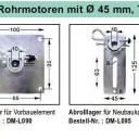 WTS - NHK-Rohrmotoren Serie DMH mit Nothandbedienung durch Kurbelstange  Ø 45 mm