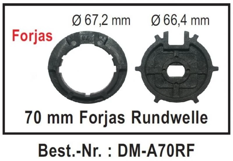 WTS - Adapterset DM-A70RF :70 mm Forjas Rundwelle , Forjas für alle Rohrmotoren  Ø 45 mm Serie