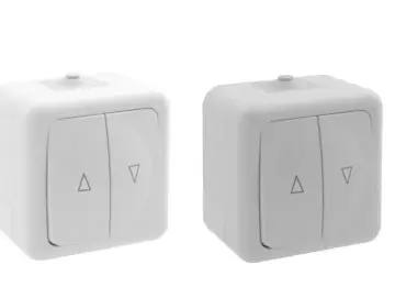 WTS - Doppel-Wippschalter Aufputz, rastend bzw. mit Rast-Funktion, ultra-weiß, oder als Lichtgrau wassergeschützt, IP 44