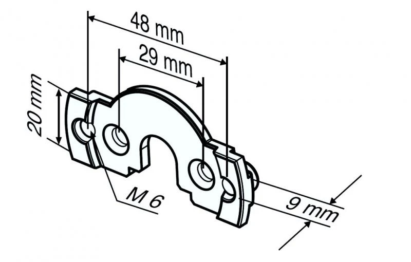 Anschlussteil - Mini-Lasche-R C-plug Mini-Lasche M6/48 inkl. Schrauben für Becker Rohrantriebe R7 bis R40