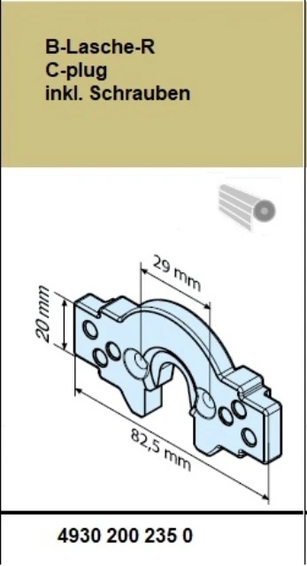 Anschlussteil - B-Lasche-R C-plug inkl. Schrauben für Becker Rohrmotoren  R7 bis R40