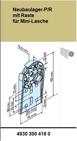 Neubaulager-P/R mit Raste für Mini-Lasche - für Becker Rohrantriebe P5 – P13 und R7 – R20 bis 20Nm