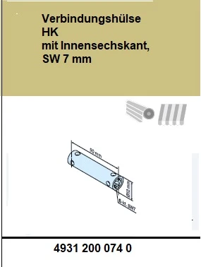 Verbindungshülse HK mit Innensechskant, SW 7 mm  für Rohrantriebe mit Handkurbelanschluss