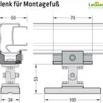 Gelenk für Montagefuß - für Lewens Anconan Aufglasmarkise