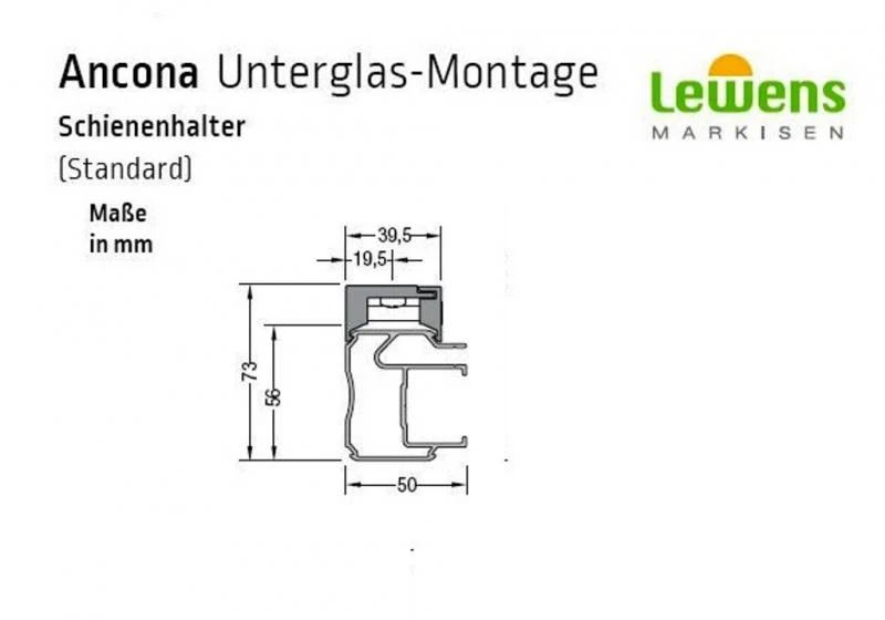 Montageverlängerung inkl. Schienenhalter - für Lewens Anconan Unterglasmarkise 