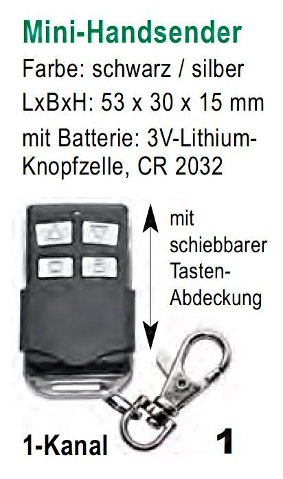 WTS - Funk-Hand Sender Serie DMF-T1M  1 Kanal  433,92 MHz für Funk-Rohrmotoren Serie DMF
