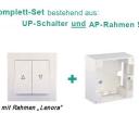 WTS - Doppel-Wipp-Schalter mit Rast / Taster ohne Rast mit Rahmen Lenora AP/UP Set