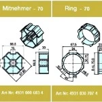 Adapterset für Achtkatwelle 70 ,für Rohrmotoren Becker Baureihe L  Serie