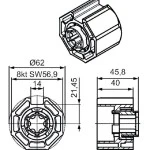 Adapterset für Achtkatwelle O-Rolm 60 für Rohrmotoren Becker Baureihe P und R Serie mit Hinderniserkennung