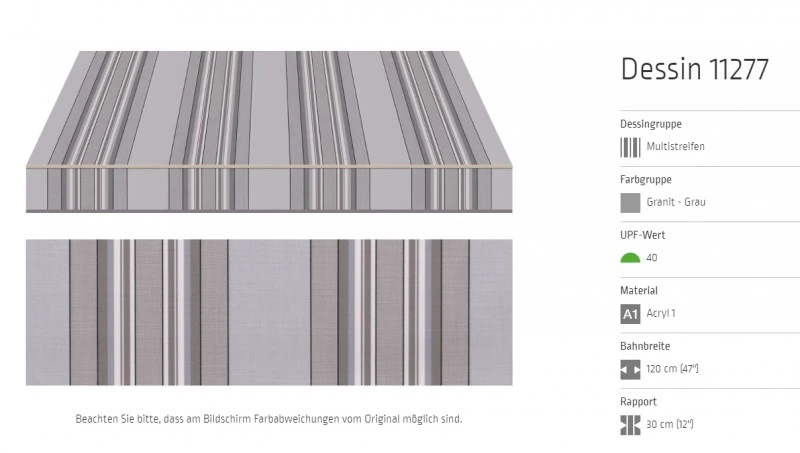Markisentuch Multistreifen ,Granit - Grau UPF 40, Acryl 1, Stoff-Nr. 11277