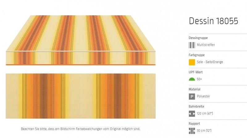 Markisentuch Multistreifen ,Sole - Gelb/Orange UPF 50+, Polyester, Stoff-Nr. 18055