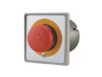 WTS - NOT-AUS Drucktaster Unterputz mit rotem Not-Aus Pilz rastend im Leichtmetall-Rundgehäuse, wassergeschützt IP 65